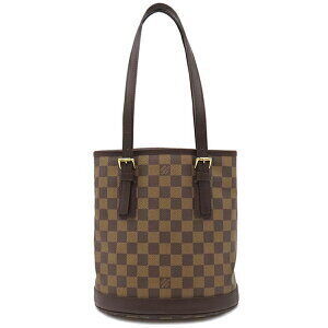 Louis Vuitton Mare Damier Canvas Tote Bag Ebene Brown Leather Red